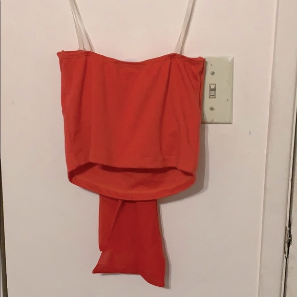 Cute Coral Strapless Top with Bow Detail size S - Picture 2 of 2
